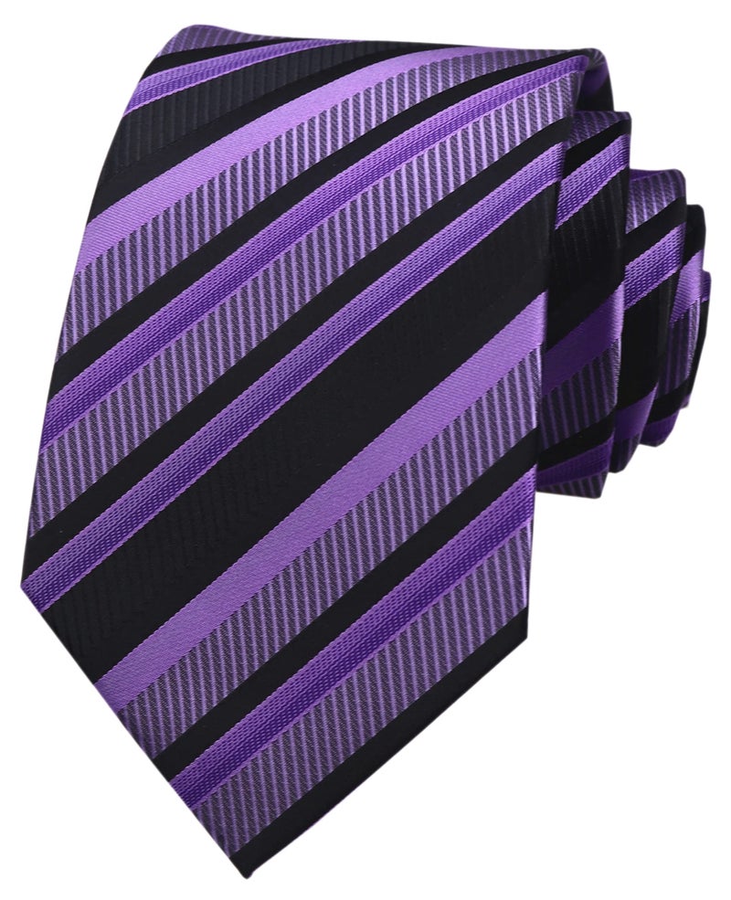 Elfeves Men's Purple Black Neckties Silk For Men Suit Fitness Dating Fashion Prom Ties - Image 1